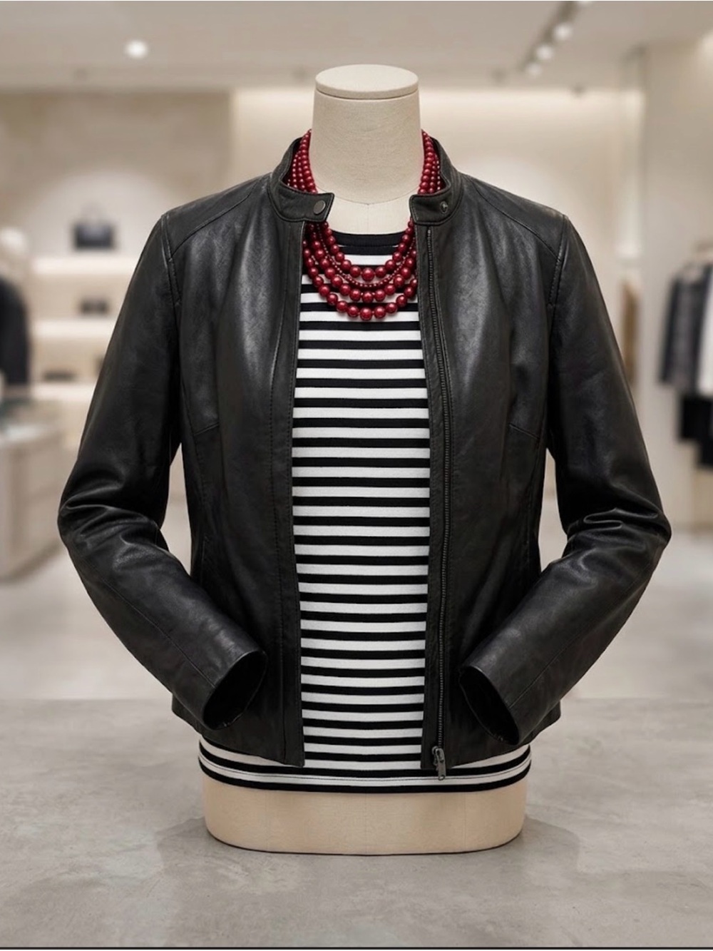 Ann Taylor Black 100% Leather Moto Jacket